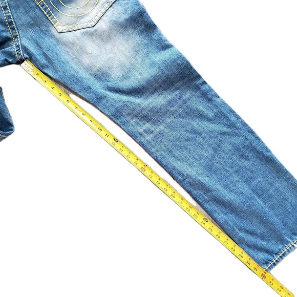 True Religion Billy Super T 32x33 (30x32) Distressed Straight Leg Blue Jeans - Picture 9 of 10